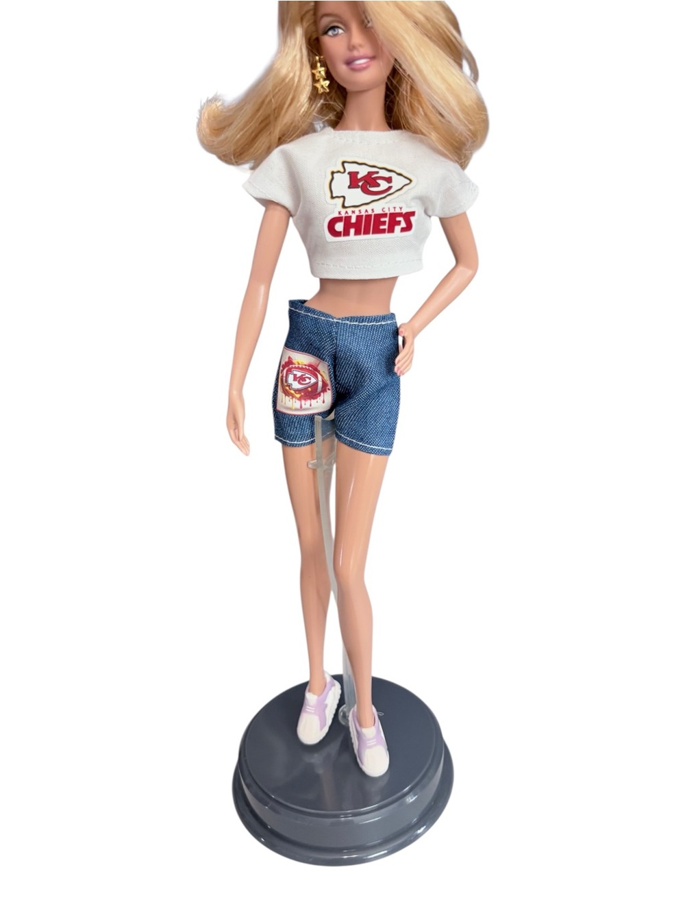Kansas City Chiefs Denim Fashion Dolls Shorts - Blue